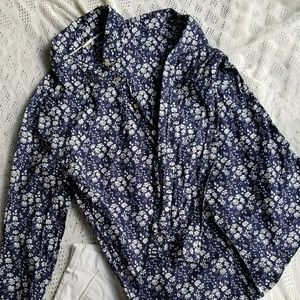 JCrew navy blue with floral blouse